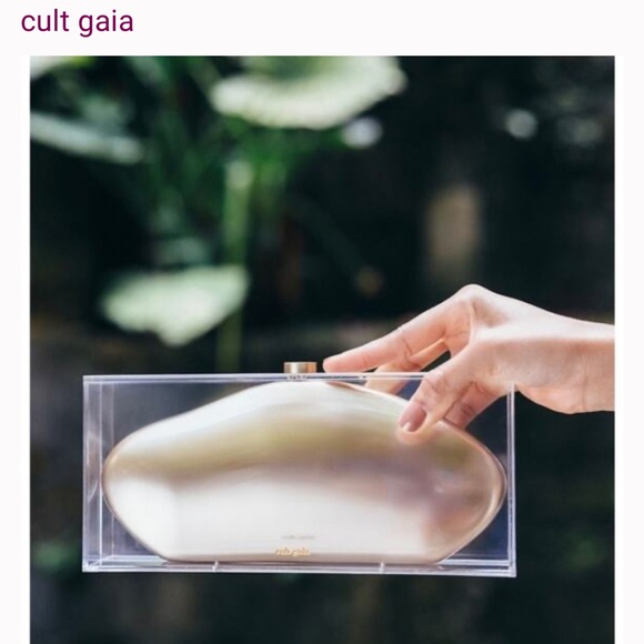 CULT GAIA Metallic Gold Clutch Enclosed In Acrylic-LOWEST PRICE AROUND - Picture 8 of 13